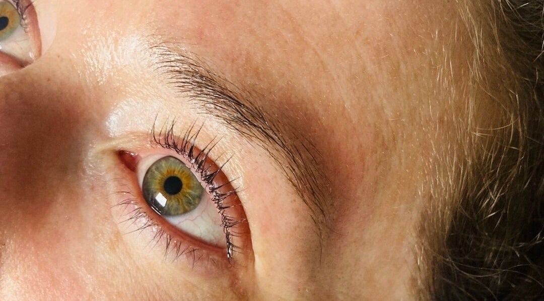 Close-up of an eye with curled lashes at LMT Beauty By Lauren in Chichester, England, GB.
