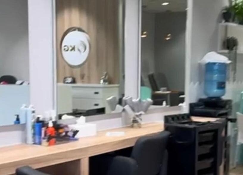 Interior of KG Lushious Hair Nails Salon featuring stylish stations in Sandton, Gauteng, ZA.