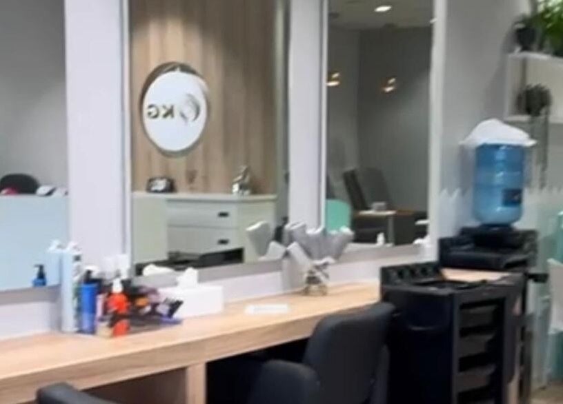 Interior of KG Lushious Hair Nails Salon featuring stylish stations in Sandton, Gauteng, ZA.