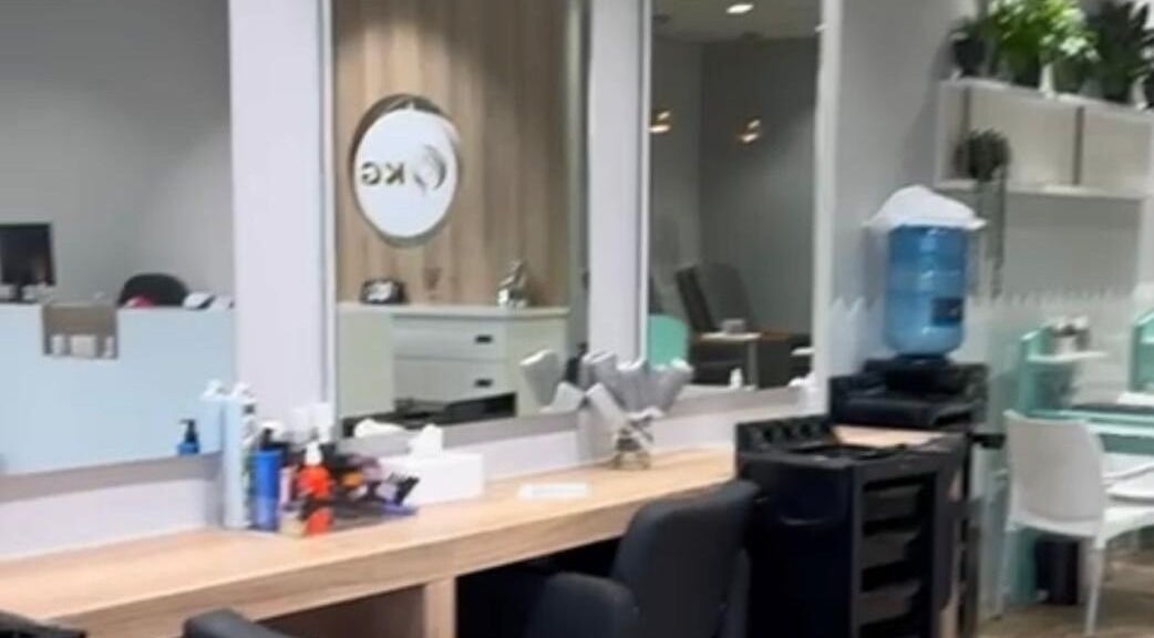 Interior of KG Lushious Hair Nails Salon featuring stylish stations in Sandton, Gauteng, ZA.