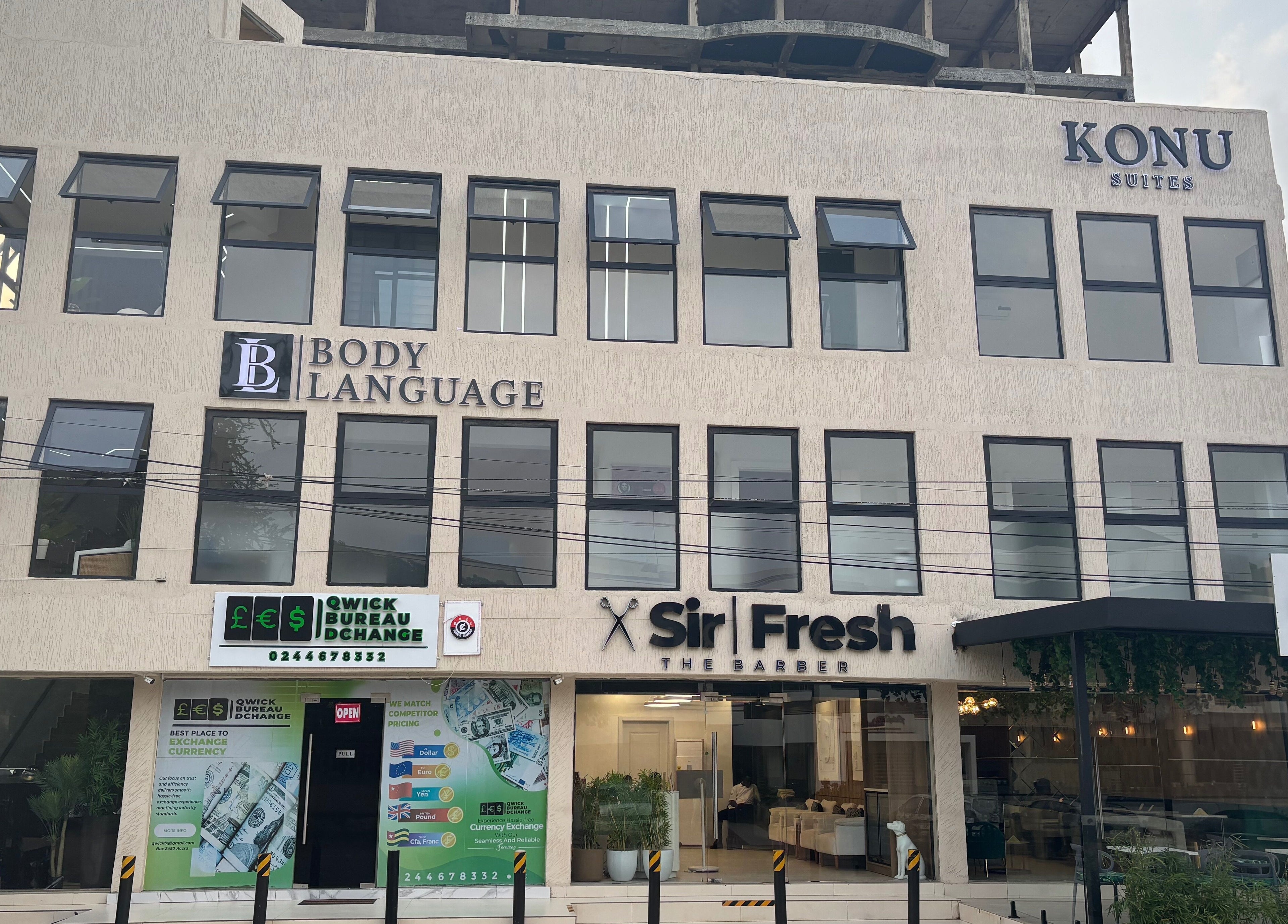 Body Language venue exterior in Accra, Greater Accra Region, GH with modern design.