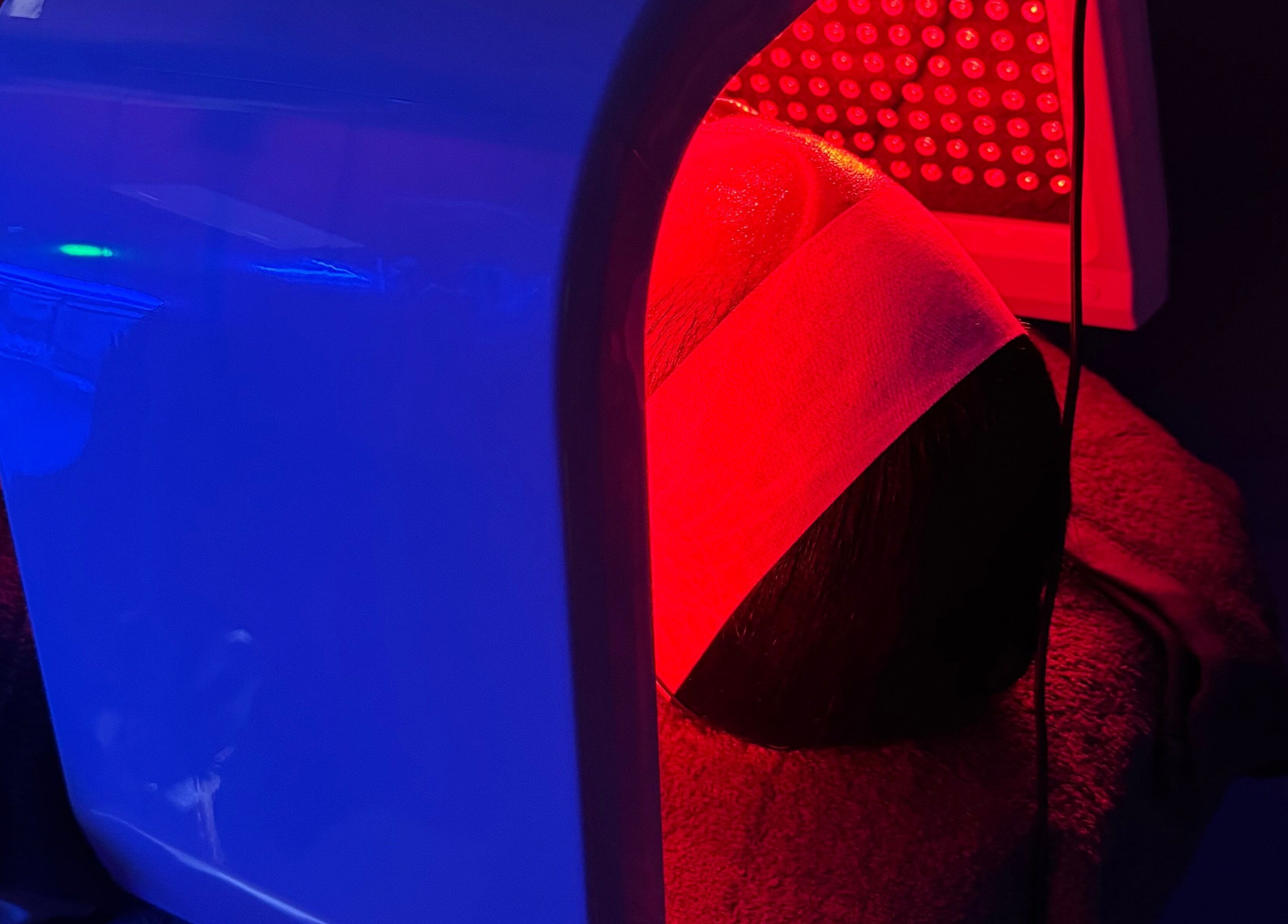 LED light therapy session at LumiLux_Dayspa, Linstead, St. Catherine Parish, JM showcasing radiant beauty.