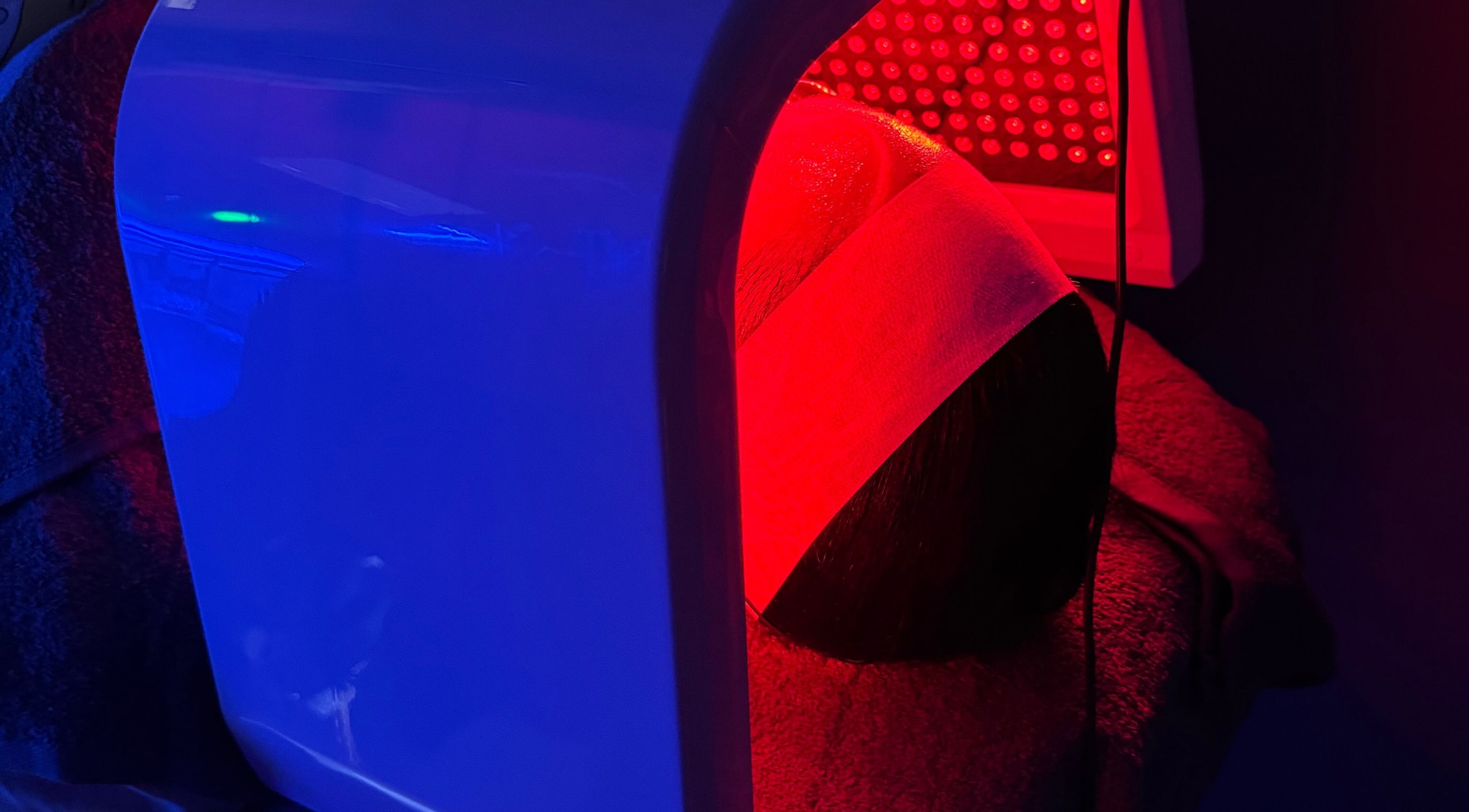 LED light therapy session at LumiLux_Dayspa, Linstead, St. Catherine Parish, JM showcasing radiant beauty.