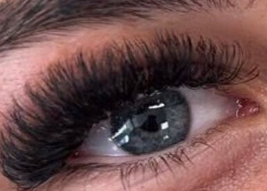 Close-up of enhanced lashes at The Lash Studio NE in Jarrow, England, GB.