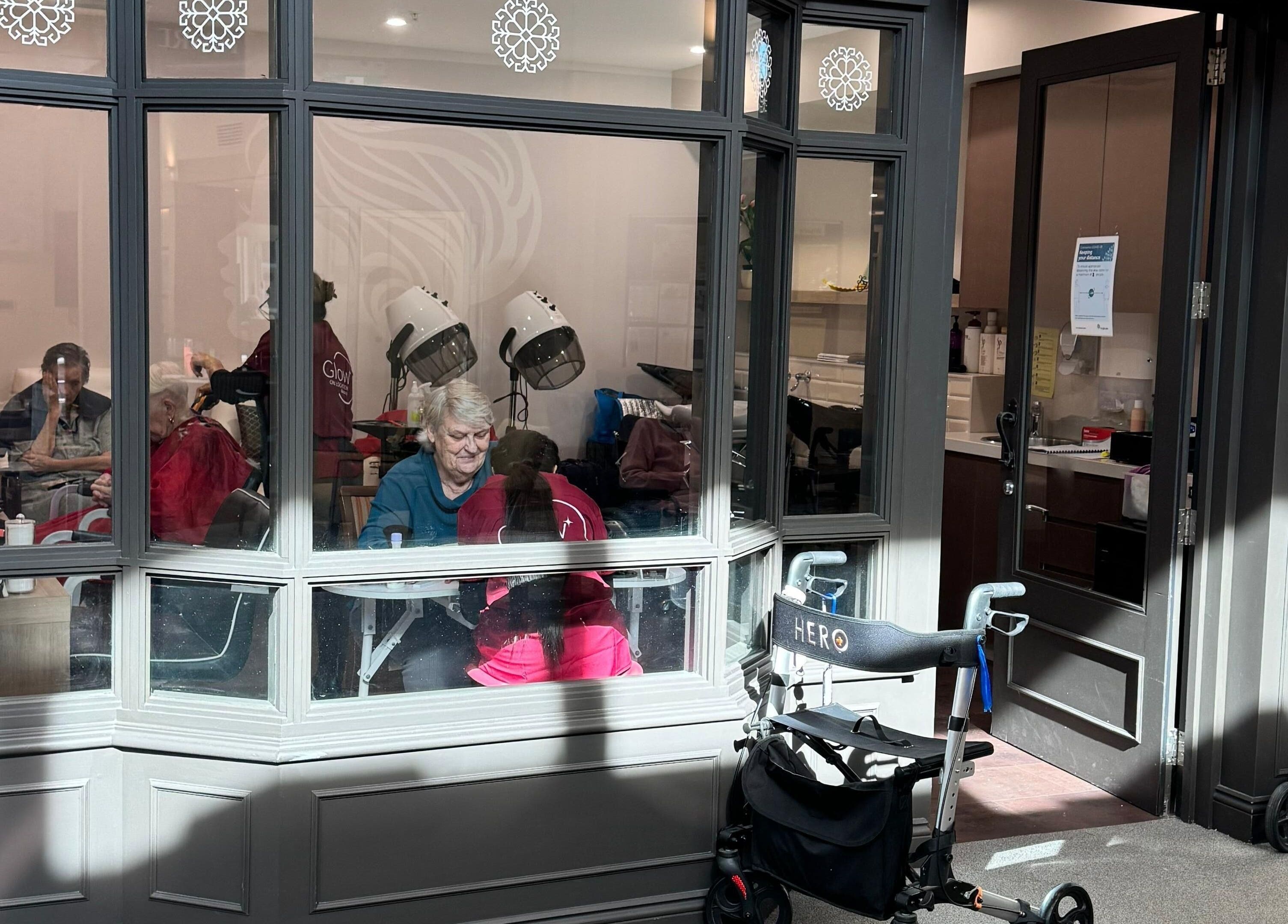 Clients enjoying a pampering session at Glow On Location - Nagle Residential Aged Care, Sutherland, New South Wales, AU.