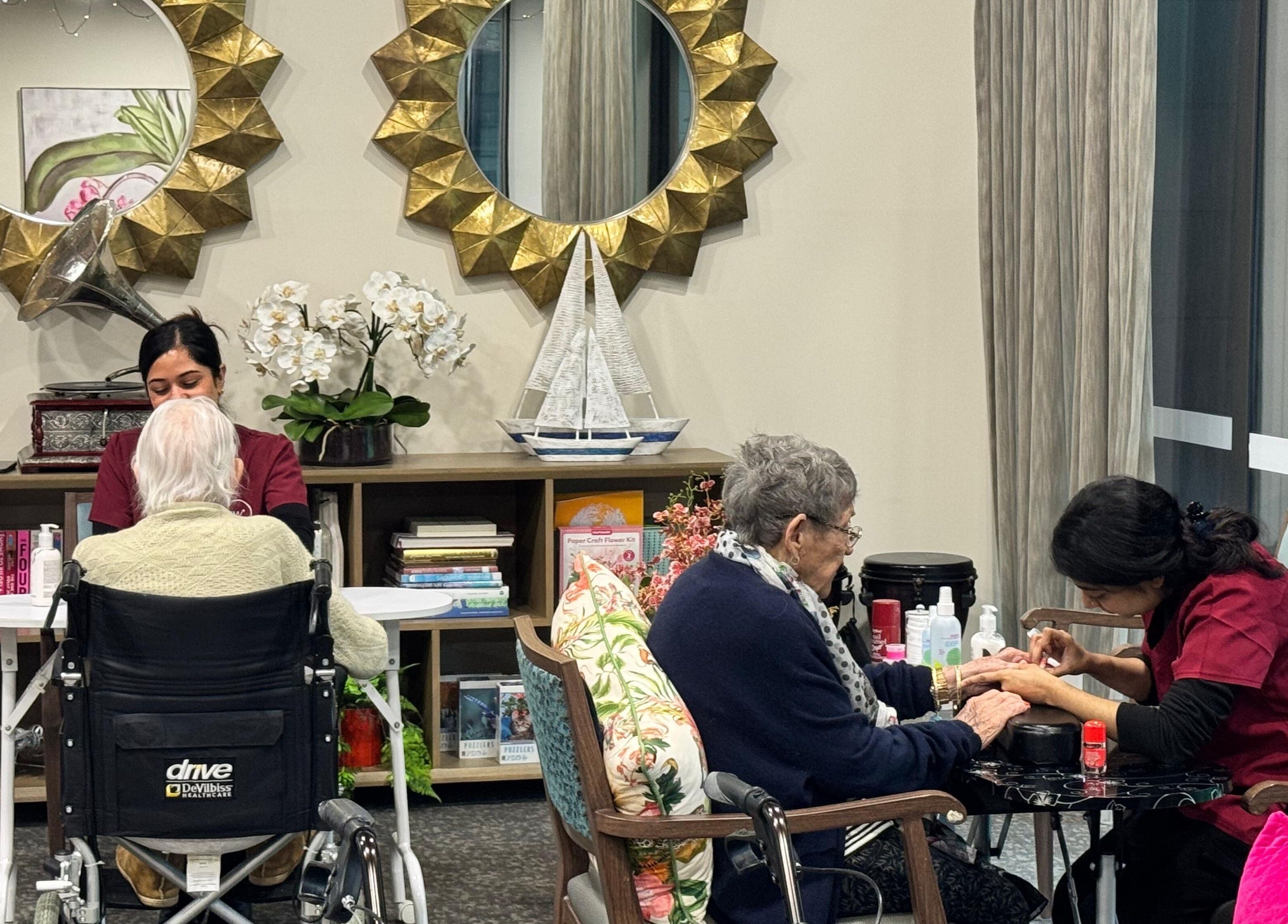 Beauty and care session at Glow On Location - Nagle Residential Aged Care, Sutherland, New South Wales, AU.