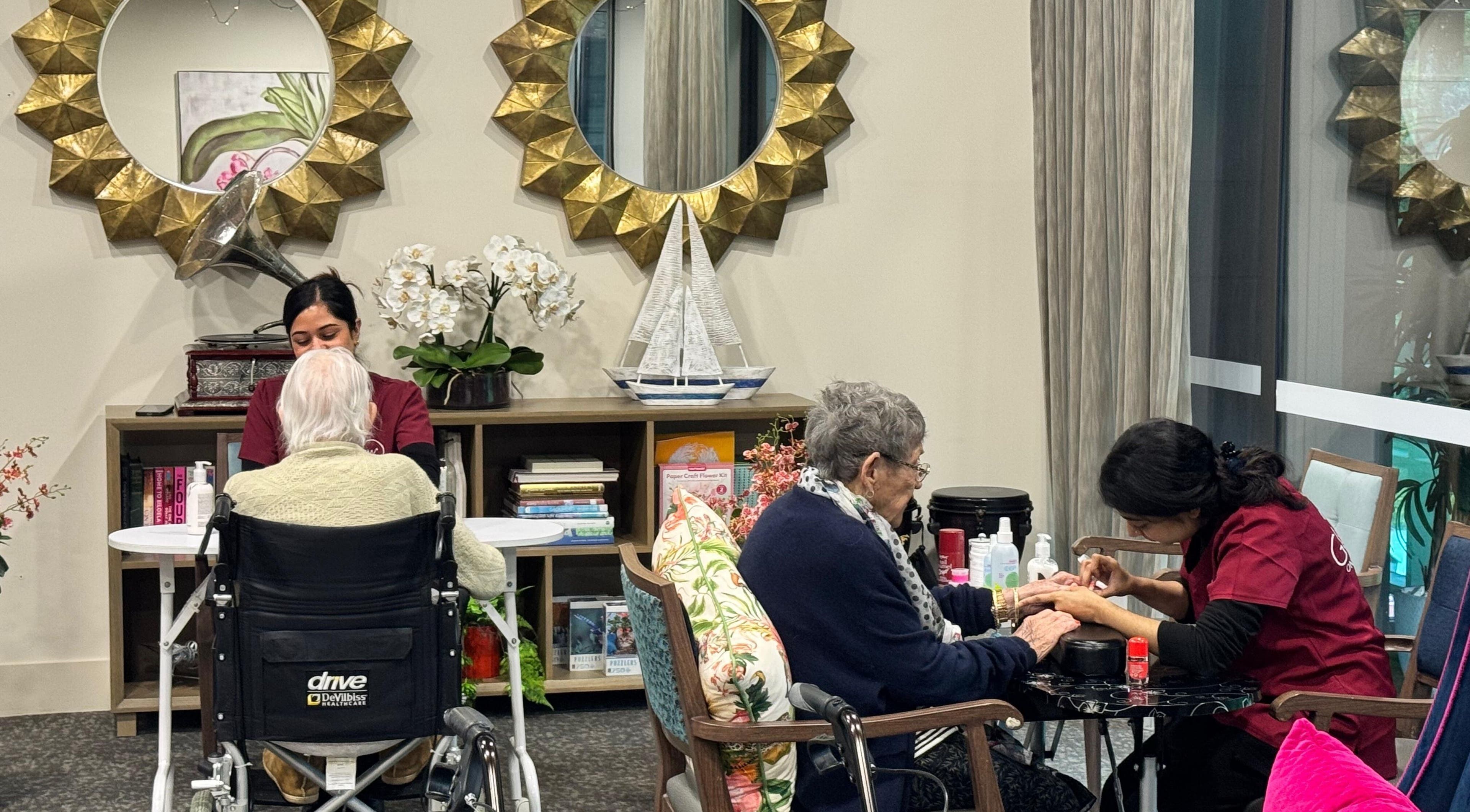 Beauty and care session at Glow On Location - Nagle Residential Aged Care, Sutherland, New South Wales, AU.