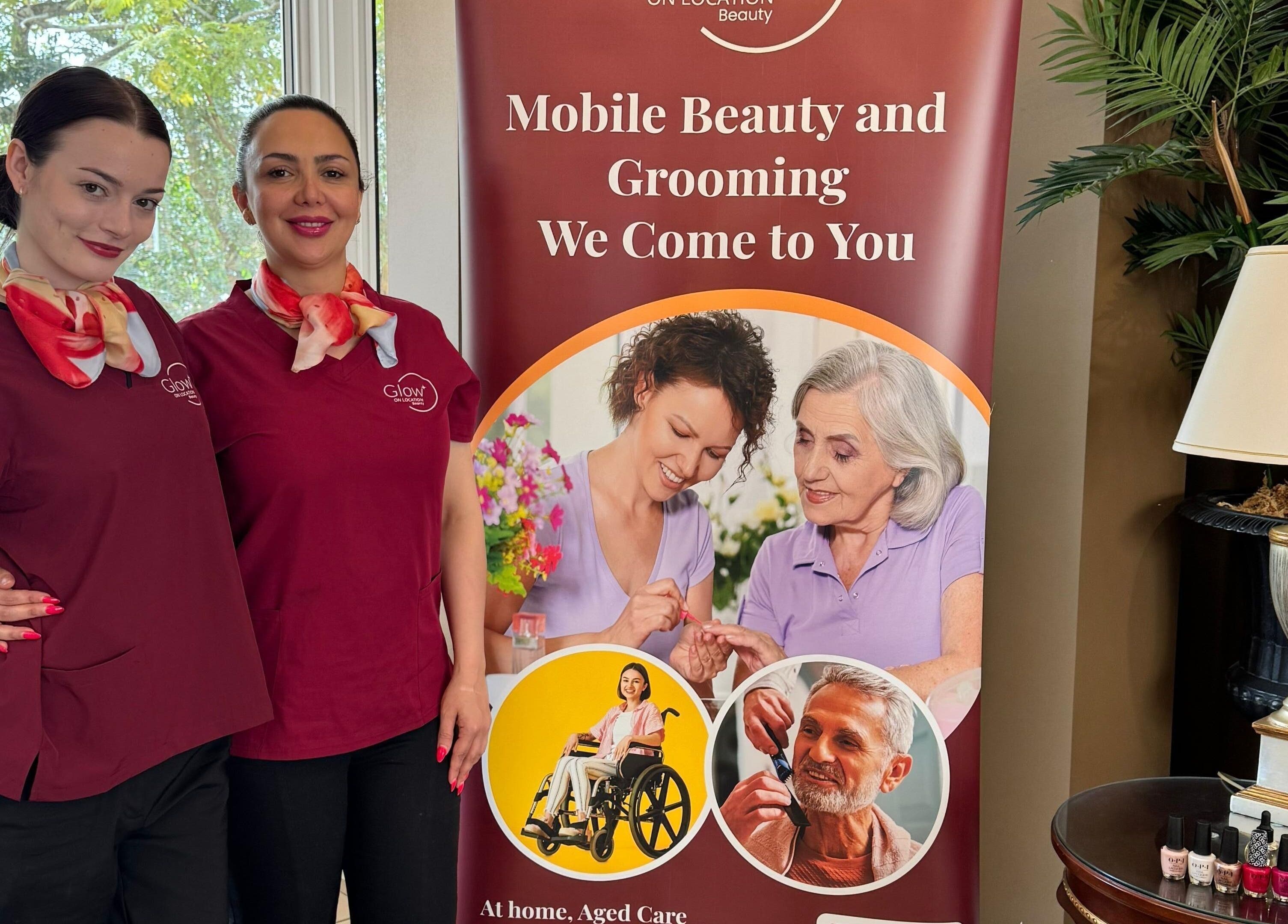 Glow On Location - Nagle Residential Aged Care team in Sutherland, New South Wales, AU, showcasing mobile beauty services.