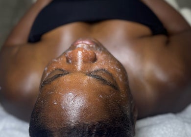 Facial treatment in progress at Pampering Haven Beauty Esthetics, San Juan, San Juan-laventille Regional Corporation, TT.