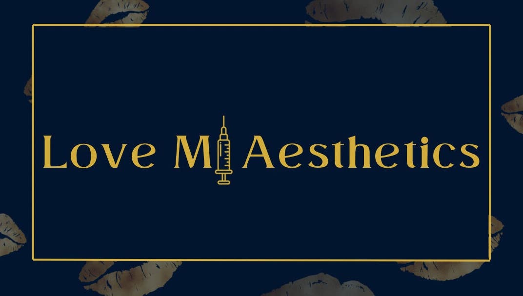 Love Mi Aesthetics logo with syringe icon, Weymouth, England, GB.