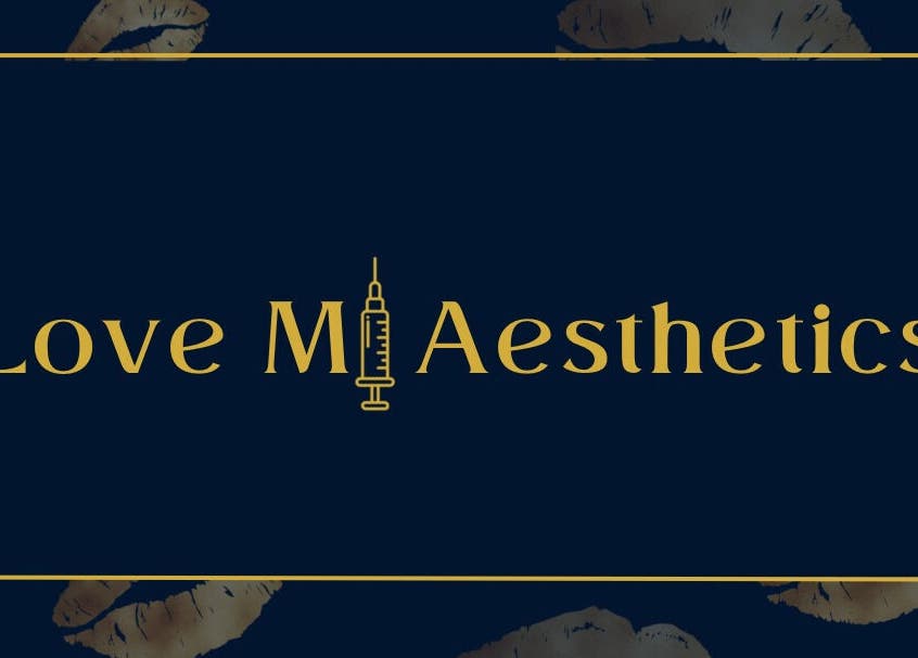 Love Mi Aesthetics logo with syringe icon, Weymouth, England, GB.