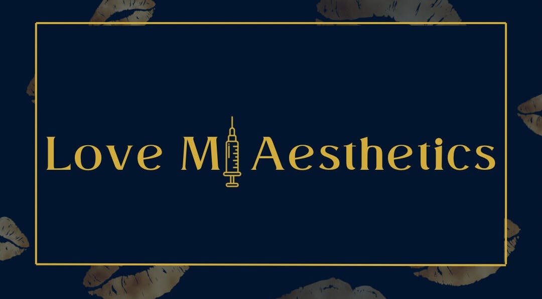 Love Mi Aesthetics logo with syringe icon, Weymouth, England, GB.