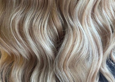 Beautiful blonde waves styled at Fresh, Weston-super-Mare, England. Premium salon experience.