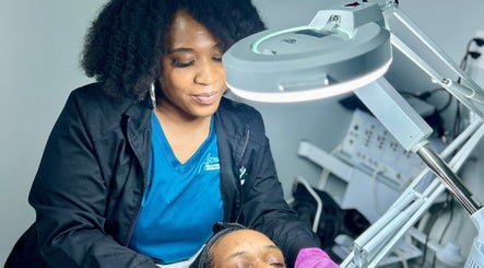 Skincare session at Lemon Sage Day Spa Salon, Scottsboro, Alabama, US with professional care under bright lighting.