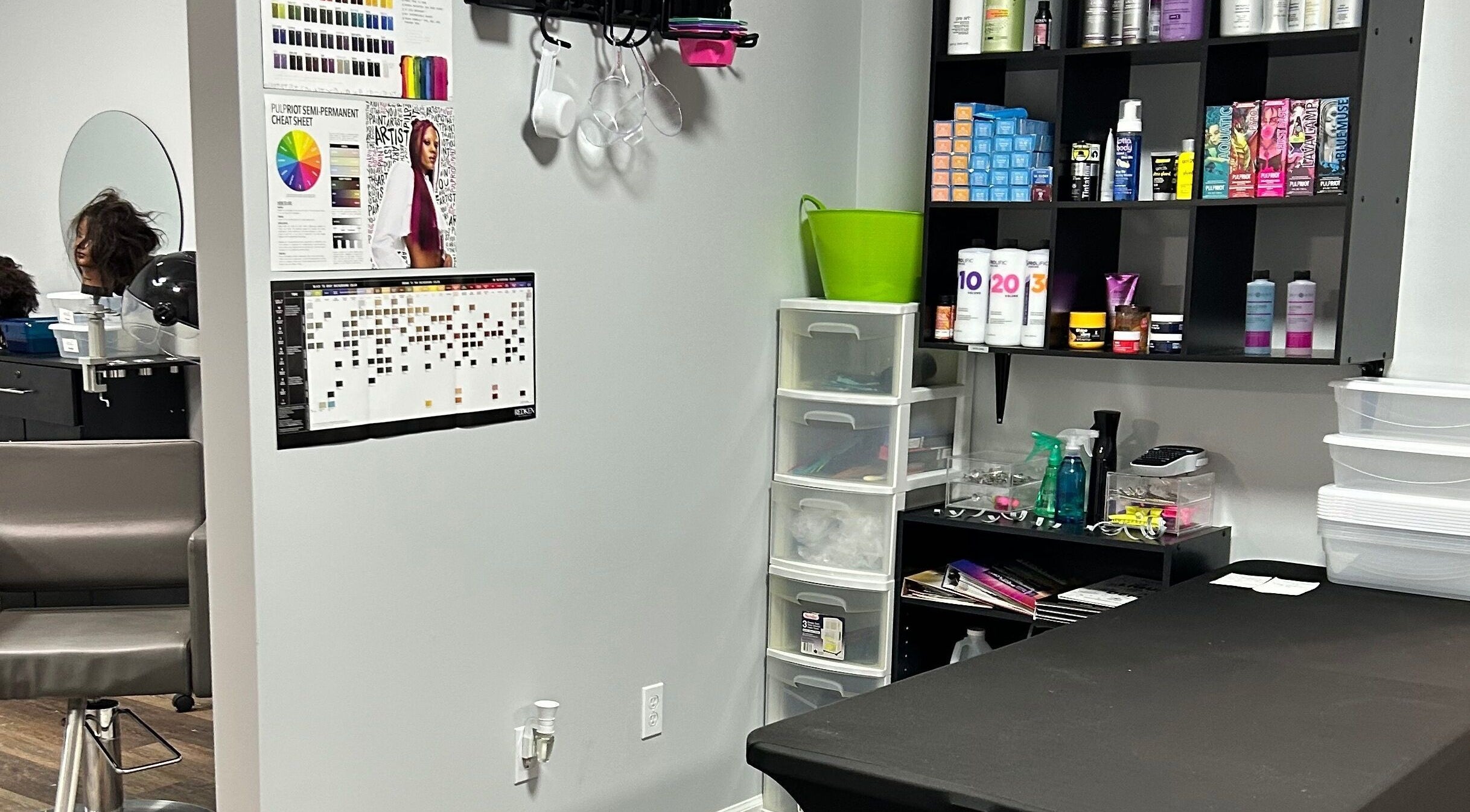 Interior of Ascend Beauty College Scottsboro Campus, showcasing salon products and workspace in Scottsboro, Alabama, US.