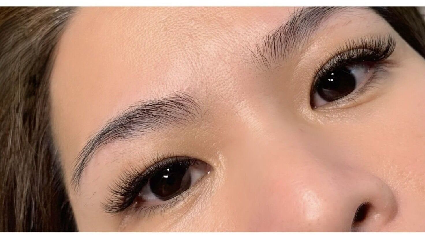 Close-up of expertly applied lash extensions at Kathy's Lashes, Burien, Washington, US.