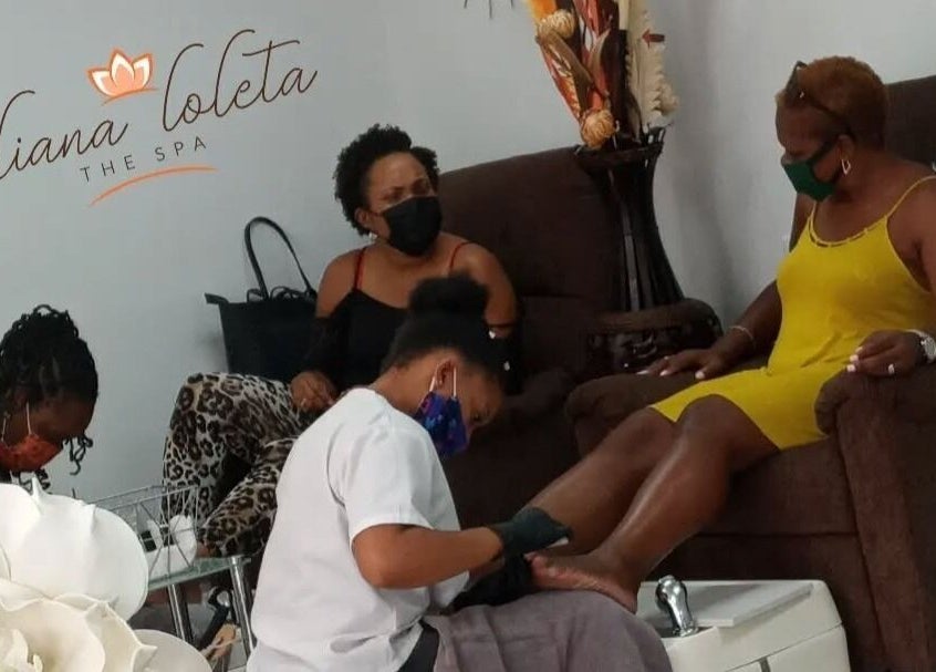 Guests enjoying pedicures at Diana Loleta - The Spa at Coverley, Bridgetown, Christ Church, BB.