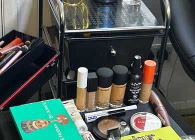 Dailuxe Couture makeup essentials in stylish setup, London, England, GB.