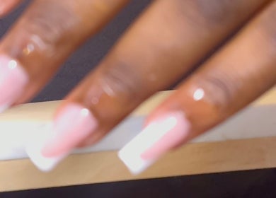 Close-up of elegant gel nails at ClawedByVR in Aalst, Vlaanderen, BE.