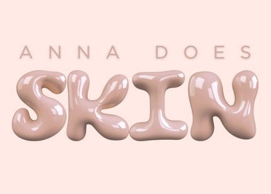 Glossy Anna Does Skin logo on peach background at Surfers Paradise, Queensland, AU.