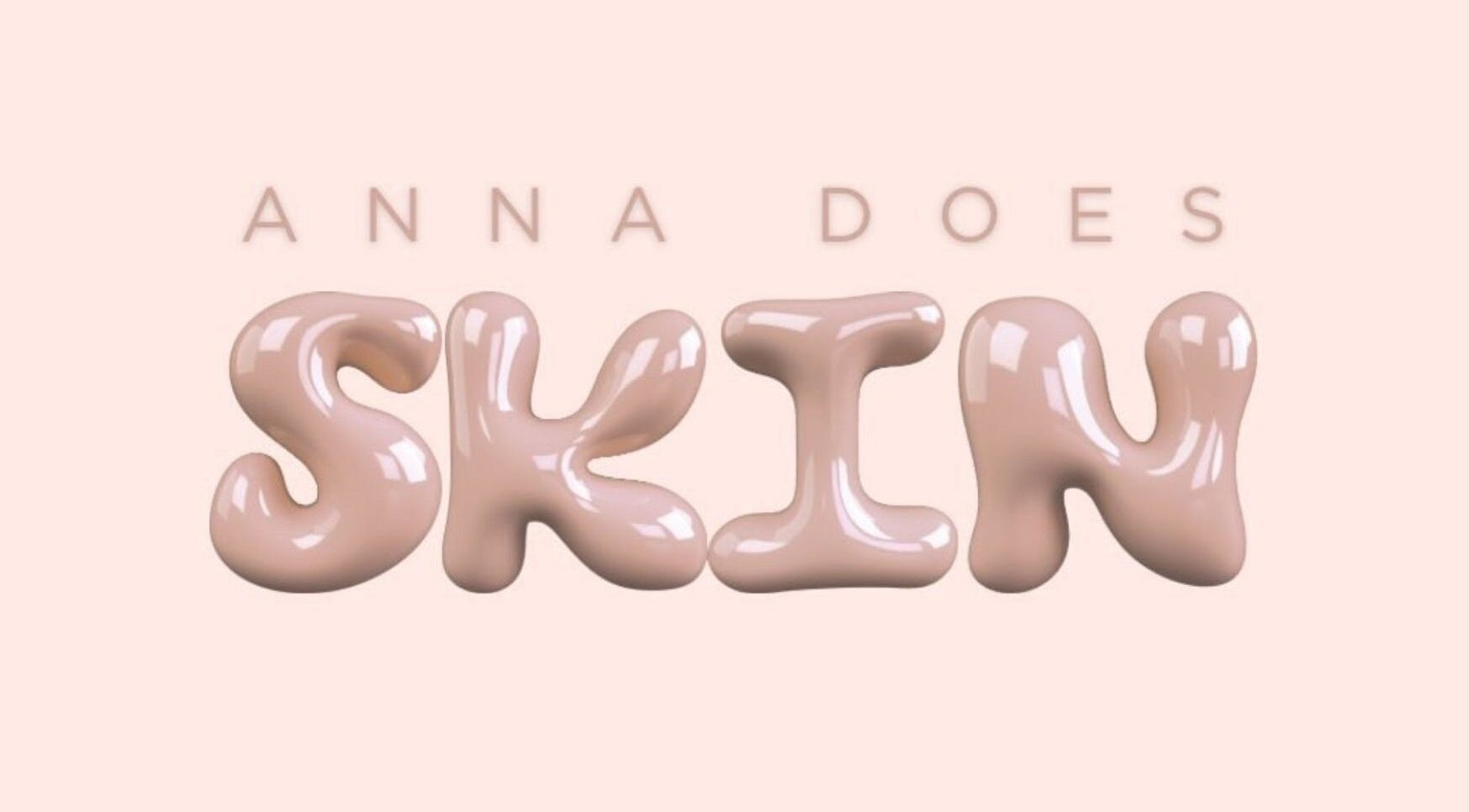 Glossy Anna Does Skin logo on peach background at Surfers Paradise, Queensland, AU.