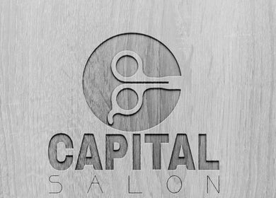 Capital barber (صالون العاصمة) logo engraved on wood, Amman, Amman Governorate, JO