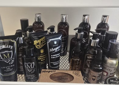 Premium grooming products at THE SANDBANKS BARBER COMPANY in Poole, England, GB.