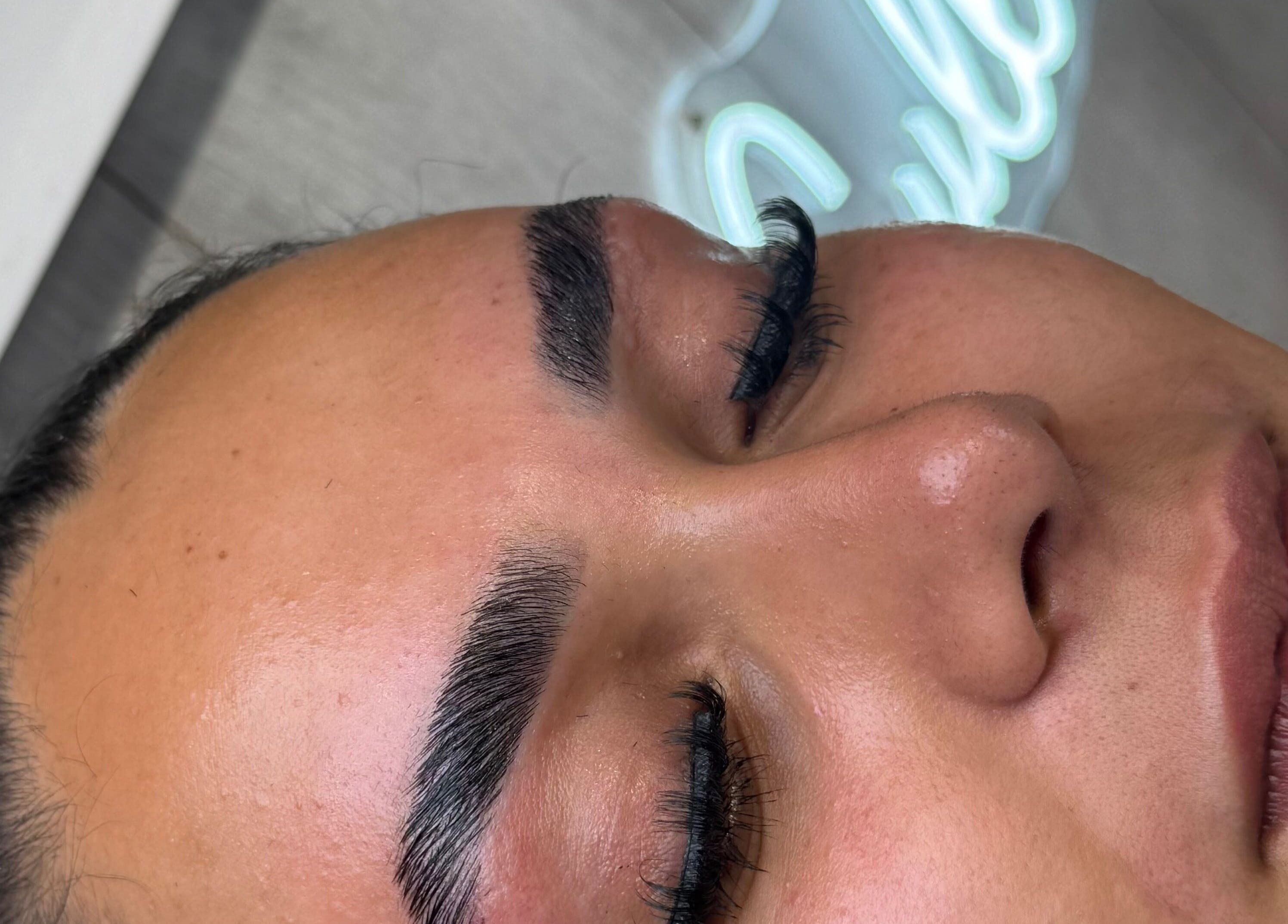 Close-up of enhanced lashes and brows at Cullen & Co, Mullingar, County Westmeath, IE.