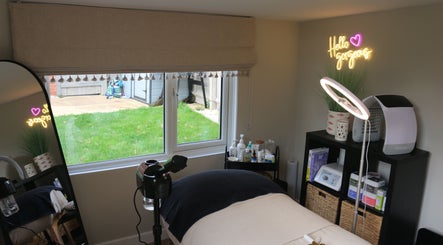 Face Lounge treatment room with elegant decor and equipment in Bidford-on-Avon, England, GB.