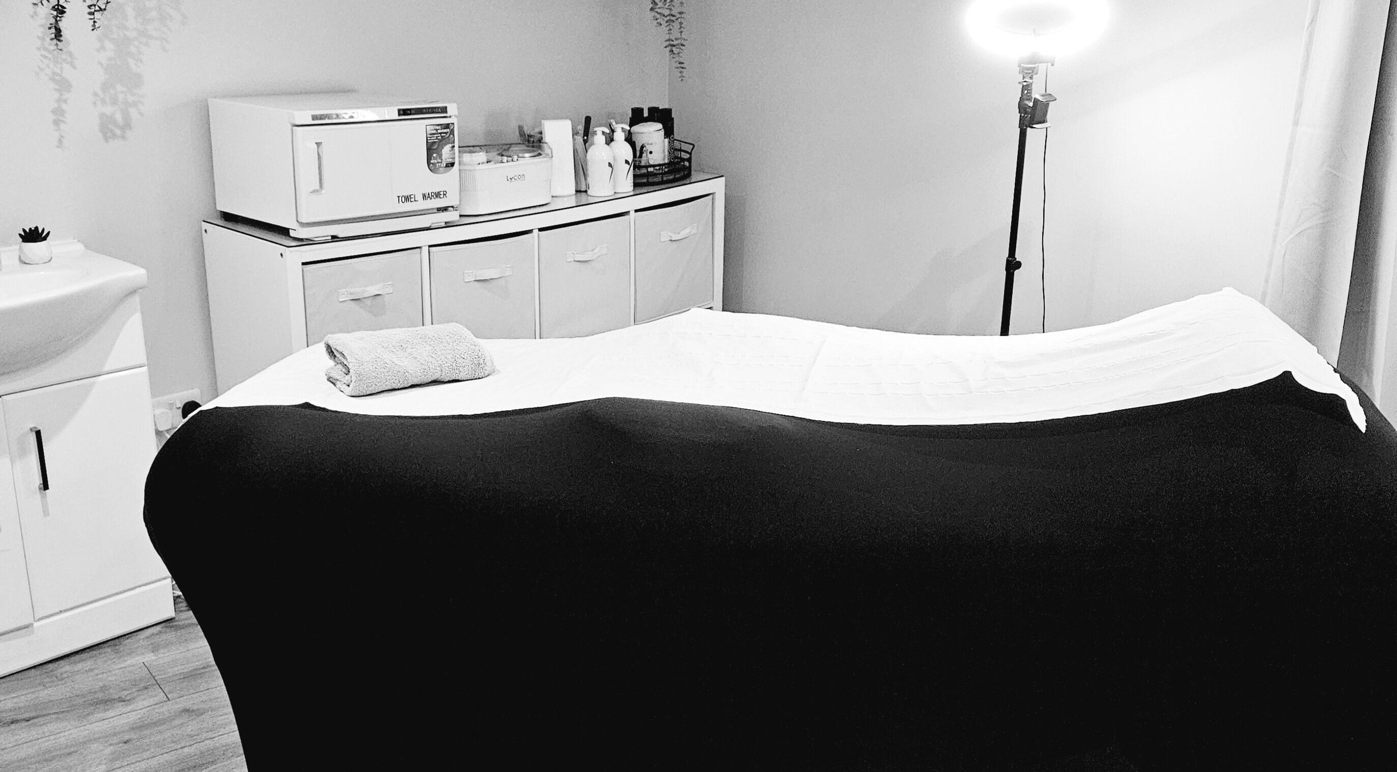 Comfortable massage room setup at Boyd Beauty, Kennoway, Scotland, GB, ready for a relaxing treatment.