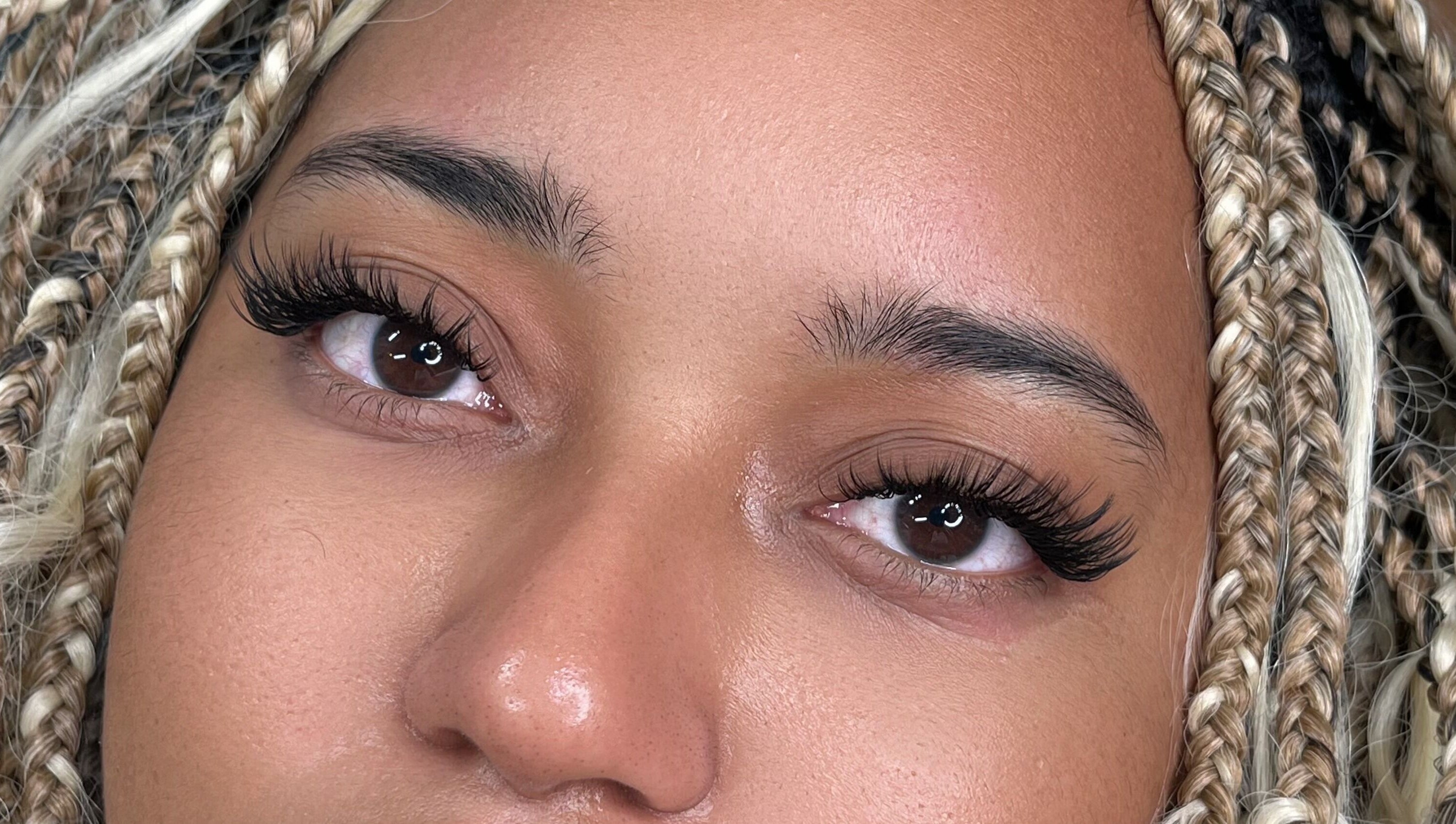 Close-up of beautifully styled lashes at Denisse Lashes, Salem, New Hampshire, US, showcasing expert craftsmanship.