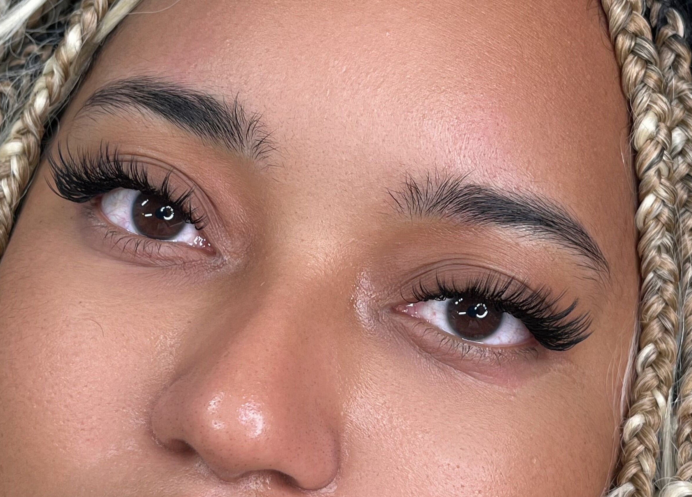 Close-up of beautifully styled lashes at Denisse Lashes, Salem, New Hampshire, US, showcasing expert craftsmanship.