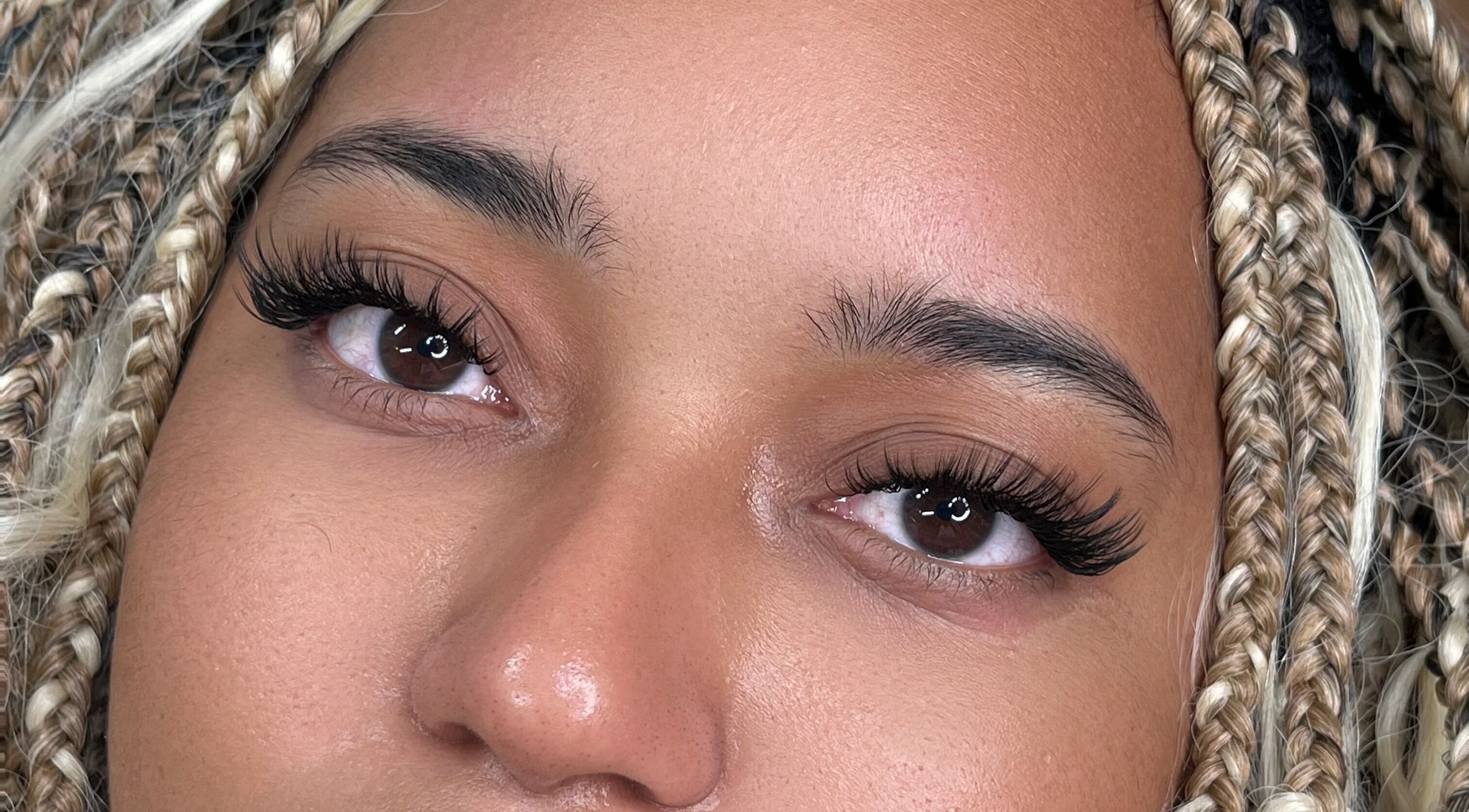 Close-up of beautifully styled lashes at Denisse Lashes, Salem, New Hampshire, US, showcasing expert craftsmanship.