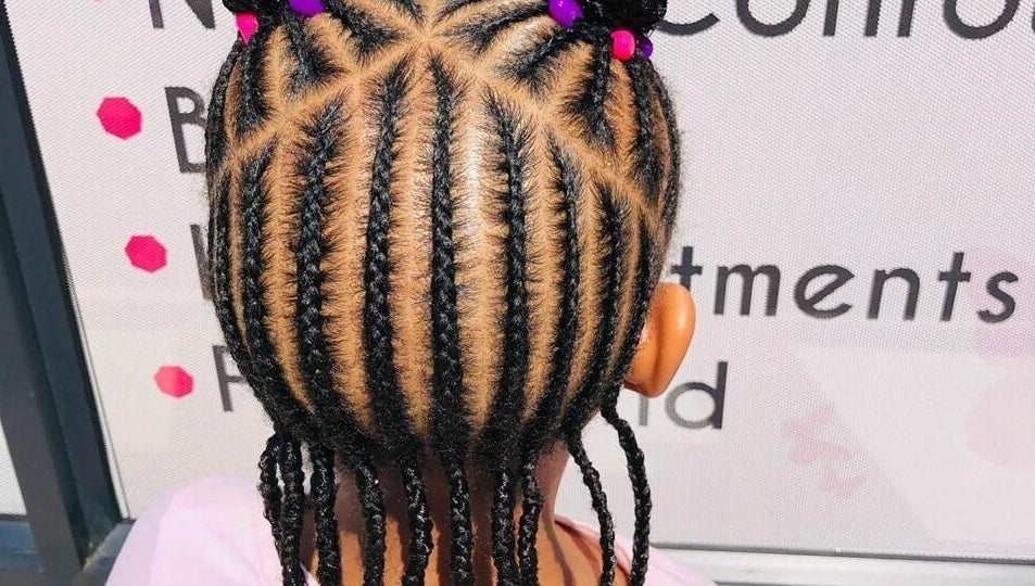 Stylish cornrow braids at Nthaby PrettyKids Salon, Pretoria East, Gauteng, ZA showcasing expert craftsmanship.