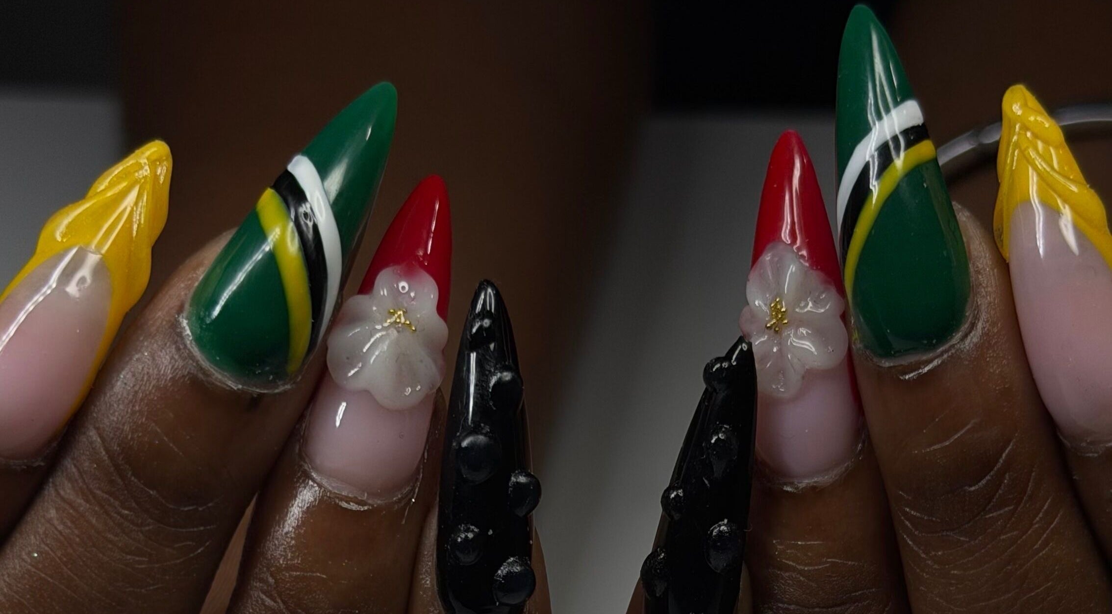 Stylisme d'ongles vibrant à Magic Mood by Fée, Lamentin, Basse-terre, GP, design floral coloré.