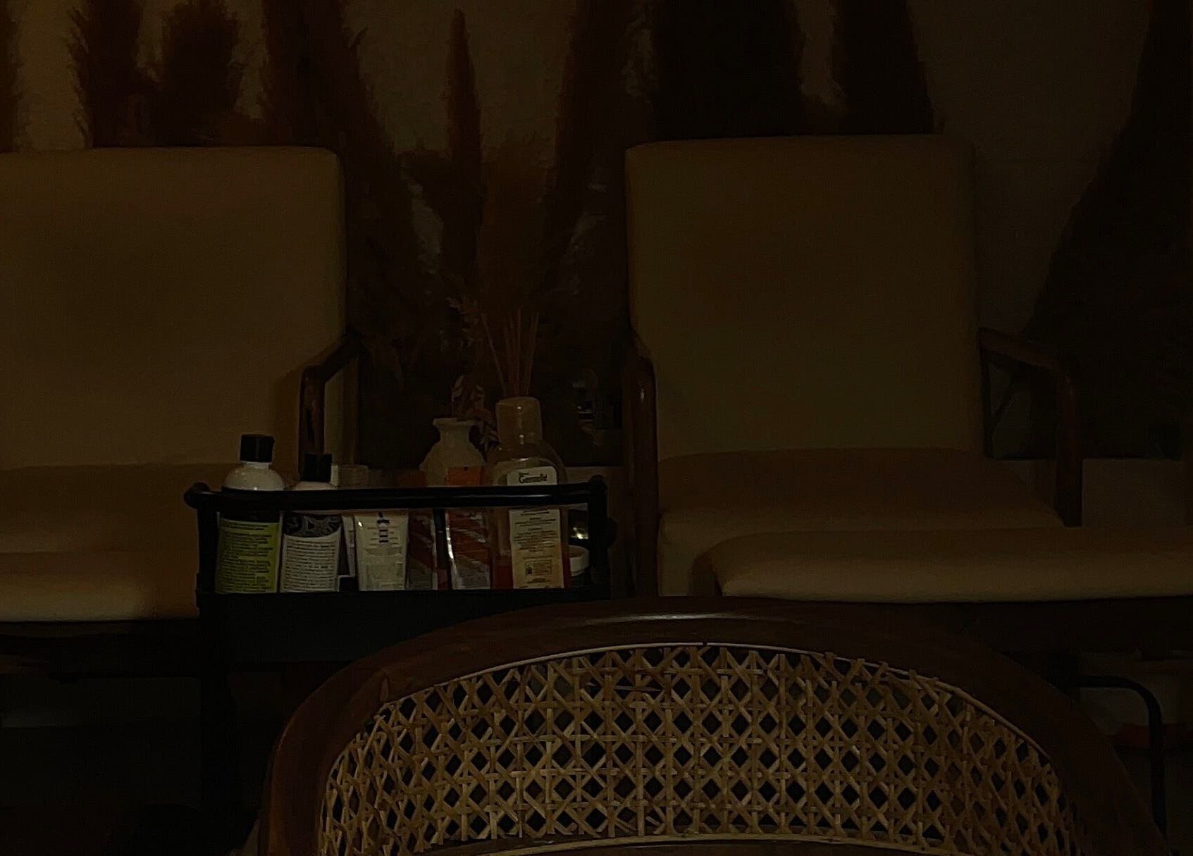 Relaxing spa lounge chairs at 21stluxury.ng, Ikeja, Lagos, NG with wellness products displayed.