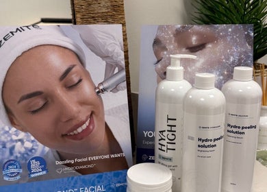 Skincare products and facial poster at Skin Love Era, Margate, England, GB showcasing a rejuvenation treatment.