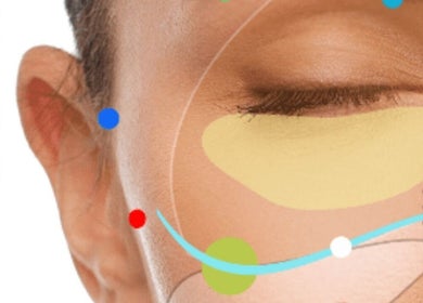 Facial reflexology chart at Just Breathe - CT Holistic Health & Wellness, Newton Abbot, England, GB.