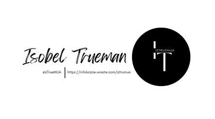 IzTrueMUA logo and name displayed with contact details, Masham, England, GB.