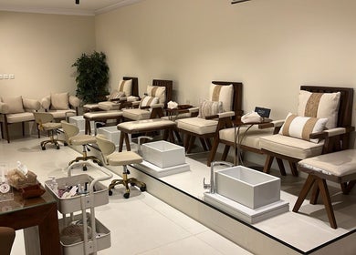 Elegant pedicure chairs at The Really Spa, Riyadh, Riyadh Province, SA offering a serene wellness experience.