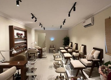 Beautiful interior of The Really Spa in Riyadh, Riyadh Province, SA featuring chic manicure stations.