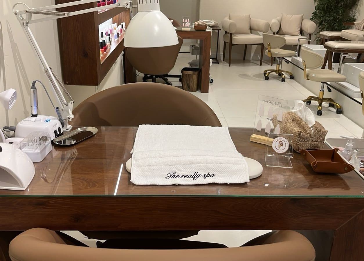 Nail station setup at The Really Spa, Riyadh, Riyadh Province, SA offers a serene beauty experience.