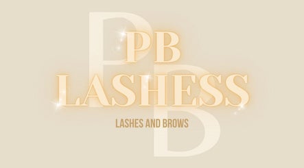 PB Lashes logo in gold letters on beige background, located in Corby, England, GB.