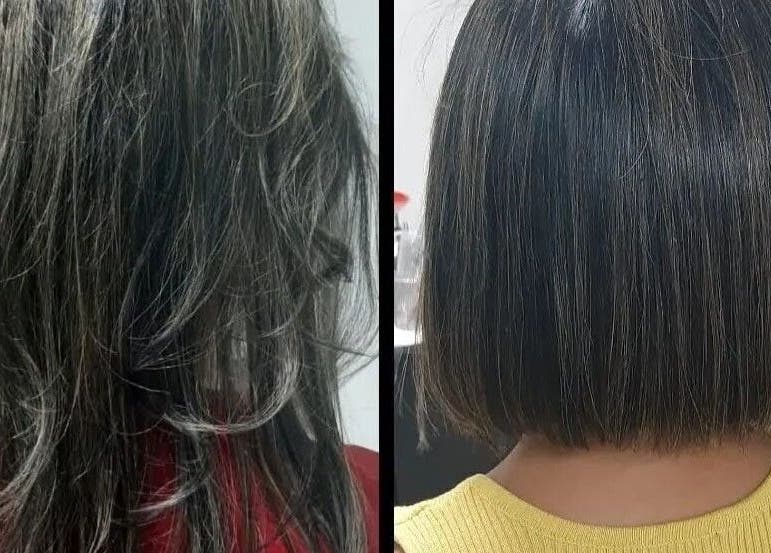 Cambio de estilo en D'Maicol Estilo Salon, Santo Domingo este, DO, antes y después del corte de pelo.