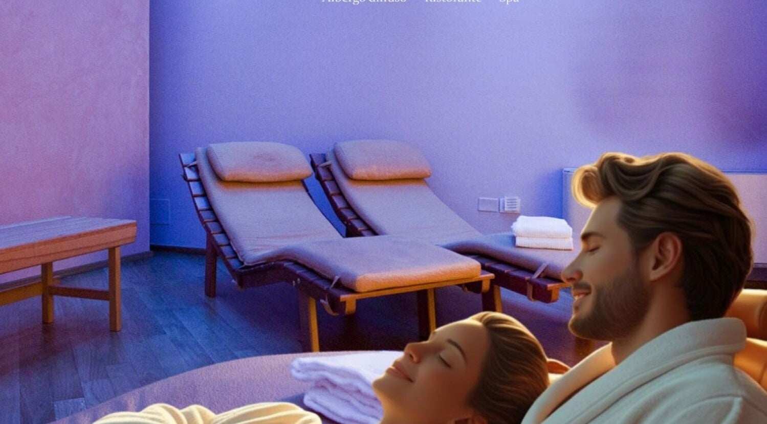 Coppia rilassata in spa di Casa Oliva Borgo del Benessere delle Marche, Bargni, Marche, IT.