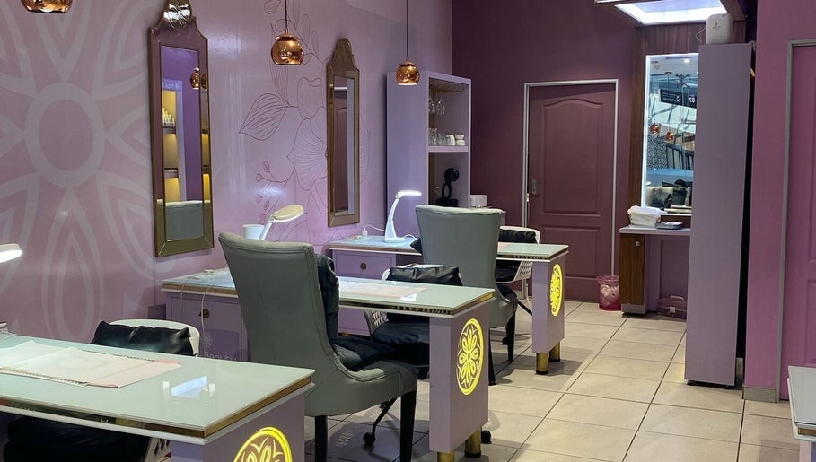Stylish nail salon interior at Harmony Nail and Beauty Sandton, Sandton, Gauteng, ZA with chic design elements.