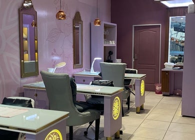 Stylish nail salon interior at Harmony Nail and Beauty Sandton, Sandton, Gauteng, ZA with chic design elements.