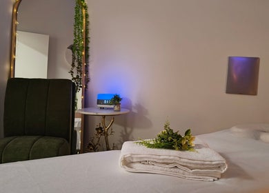 Relaxing massage room at Massage by Laura, Runaway Bay, Queensland, AU with soothing decor and fresh linens.