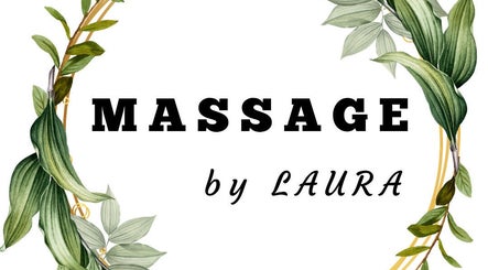 Massage by Laura logo with leafy border, Runaway Bay, Queensland, AU.
