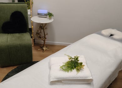 Relaxing massage room with cozy decor at Massage by Laura, Runaway Bay, Queensland, AU.